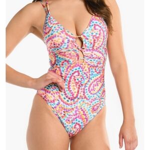 La Blanca Colorful Mosaic One Piece Swimsuit With Tummy Control